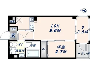 ウエストリッツ巽【307号室】の間取り