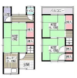 大阪府東大阪市花園東町2丁目【テラスハウス】の間取り