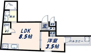 リエゾンコート大今里【103号室】の間取り