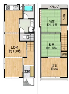 大阪府大東市泉町1丁目【一戸建】の間取り