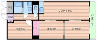 ルミエール天王寺【8階】の間取り