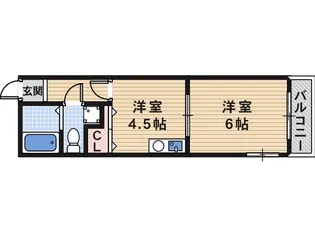 ロワール美章園【4階】の間取り
