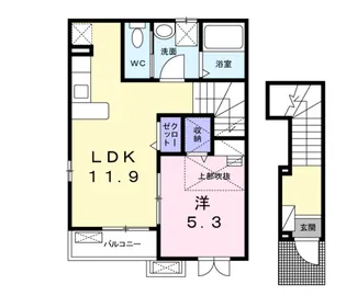 マイネ エアホールング【201号室】の間取り