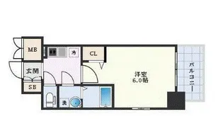 エスリード大阪ザ・ルクス【14階】の間取り