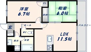 カサグランデ深江【703号室】の間取り