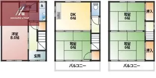 大阪府東大阪市岩田町5丁目【一戸建】の間取り