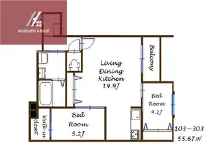 KOGI Residence 花園本町【103号室】の間取り