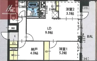 大阪府東大阪市長瀬町1丁目【マンション】の間取り