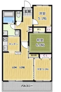 グランベール桃山台【404号室】の間取り