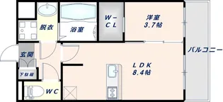 プレサンスOSAKA東成中本ハーヴィル【8階】の間取り