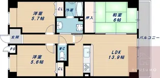 ル・アン緑地【603号室】の間取り