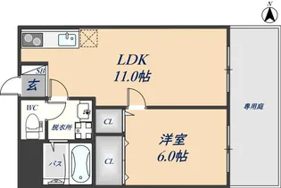 シャンブル・ド・吉田【1階】の間取り