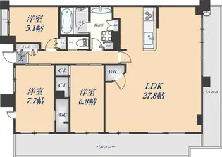クレヴィア東生駒【5階】の間取り