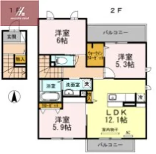 グランド デルニエ【201号室】の間取り