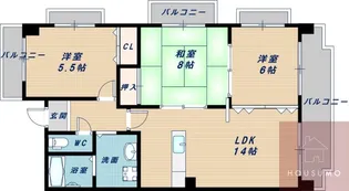 ラヴィスタ東豊中【5階】の間取り