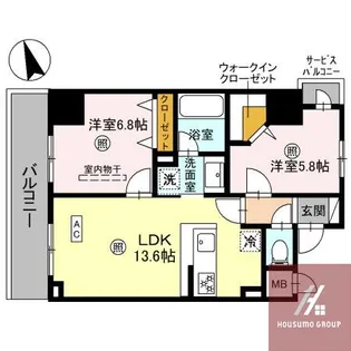 D−ROOM帝塚山【6階】の間取り