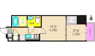 ラシュレエグゼ天王寺【9階】の間取り
