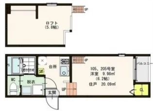 エトワール今里【205号室】の間取り