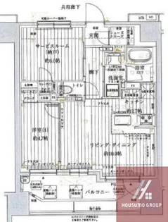 サンクレイドル夕陽丘 ザ・レジデンス【9階】の間取り