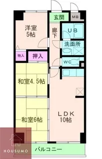 ユーコート豊中【6階】の間取り