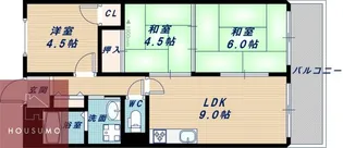ヒシヒラリバーハイツ【9階】の間取り