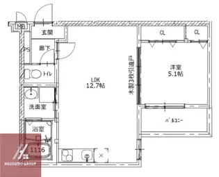 フジパレス朝日が丘町【102号室】の間取り