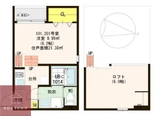 メルヴェーユ蛍池【101号室】の間取り