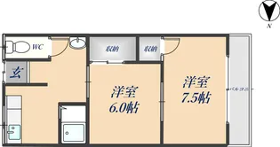 田村荘【202号室】の間取り