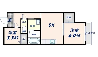 ライフハウス秀 Ⅰ号館【401号室】の間取り