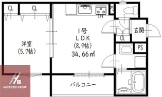 クリエオーレ原町【201号室】の間取り