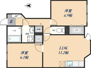 クレベールⅠ番館【1階】の間取り