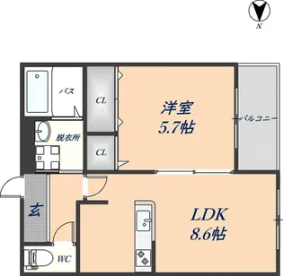 フジパレス若江岩田南【3階】の間取り