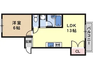 コスモコーポ北田辺【1階】の間取り