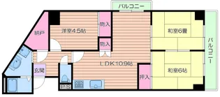 天王寺サンハイツ【6階】の間取り