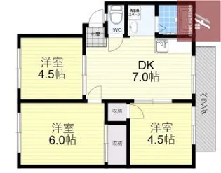 サンシティシャトーロゼ【201号室】の間取り