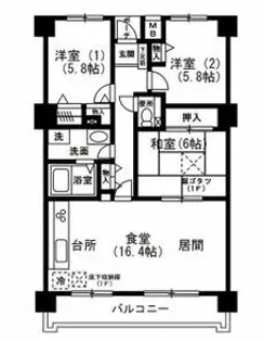 アーバンパーク緑地公園【5階】の間取り