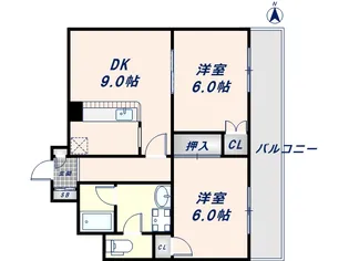 リバーライズ足代【6階】の間取り