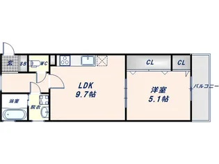 クリエオーレ巽北【301号室】の間取り