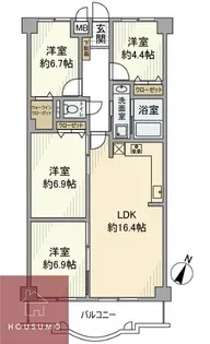 ハイロイヤル緑地公園パート二A棟【4号室】の間取り