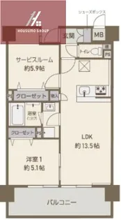 スクエアコート加美【102号室】の間取り