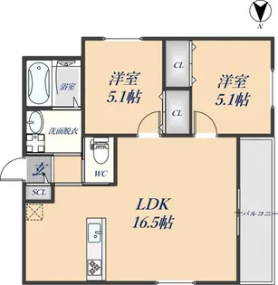 LIB HIRAOKA【201号室】の間取り