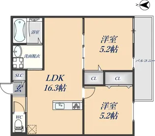 LIB HIRAOKA【202号室】の間取り
