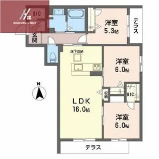 シャーメゾン バルーンフラワー【102号室】の間取り