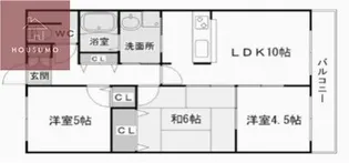 ディアコート喜連東【4階】の間取り