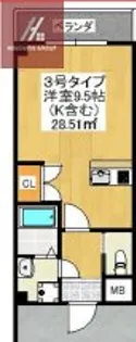 サンライフ北田辺【3階】の間取り