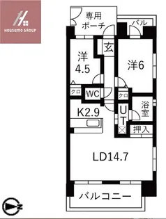 エスリード八尾光町【204号室】の間取り