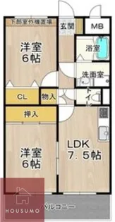 アルカディア箕輪【105号室】の間取り