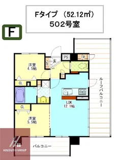 ブリエヴェール北桜塚【502号室】の間取り