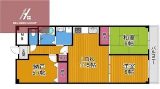 住道パークハイツ【5階】の間取り