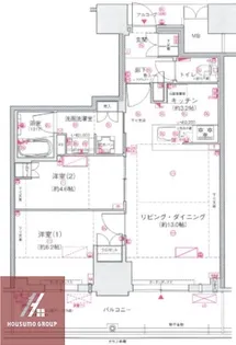 ジオタワー大阪十三【12階】の間取り